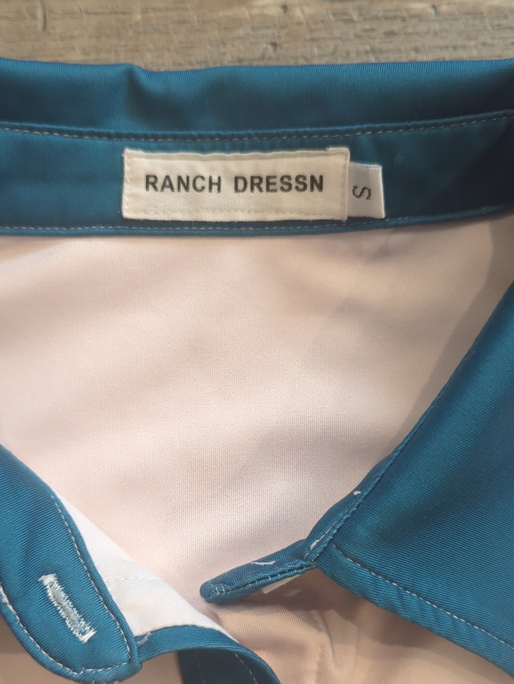 RANCH DRESS'N Fallon Taylor "Buckaroo" Turquoise & White Rodeo Performshirt sz S - Picture 12 of 14